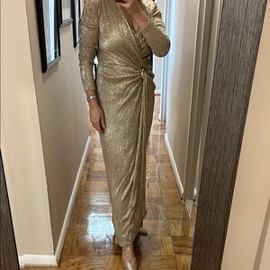 Donna Karan crinkled Gold Wrap Dress